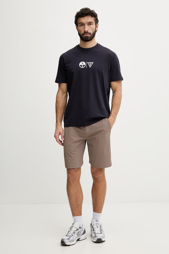 Guess Tričko pánske bavlnené s elastanom x North Sails M6GI40.K3322 tmavomodrá SS26