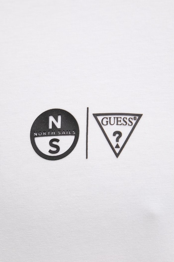 Guess tričko pánske bavlnené s elastanom x North Sails M6GI46.K3495 biela