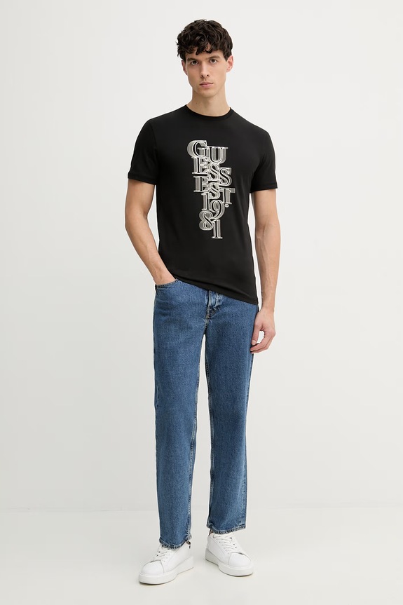Guess pánské tričko bavlněné s elastanem M6GI10.K2991 černá SS26
