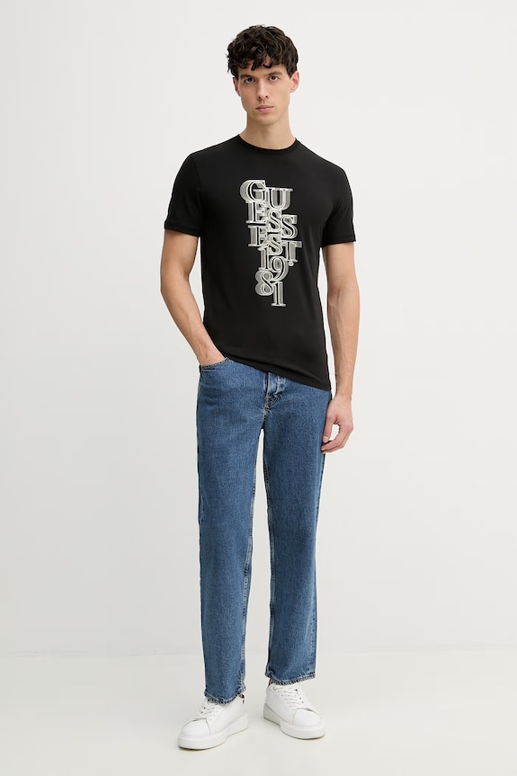 Guess pánské tričko bavlněné s elastanem M6GI10.K2991 černá SS26