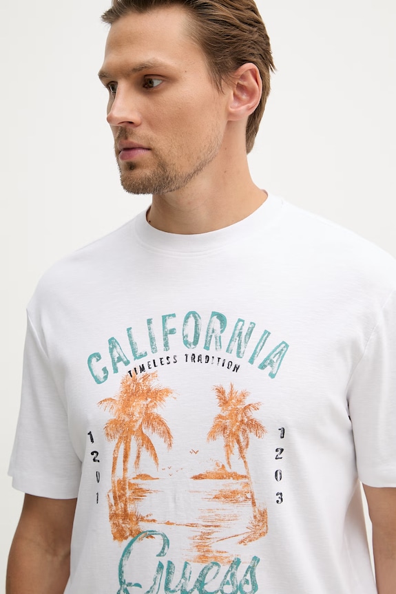 Guess tričko pánske bavlnené biela M6GI20.K3052