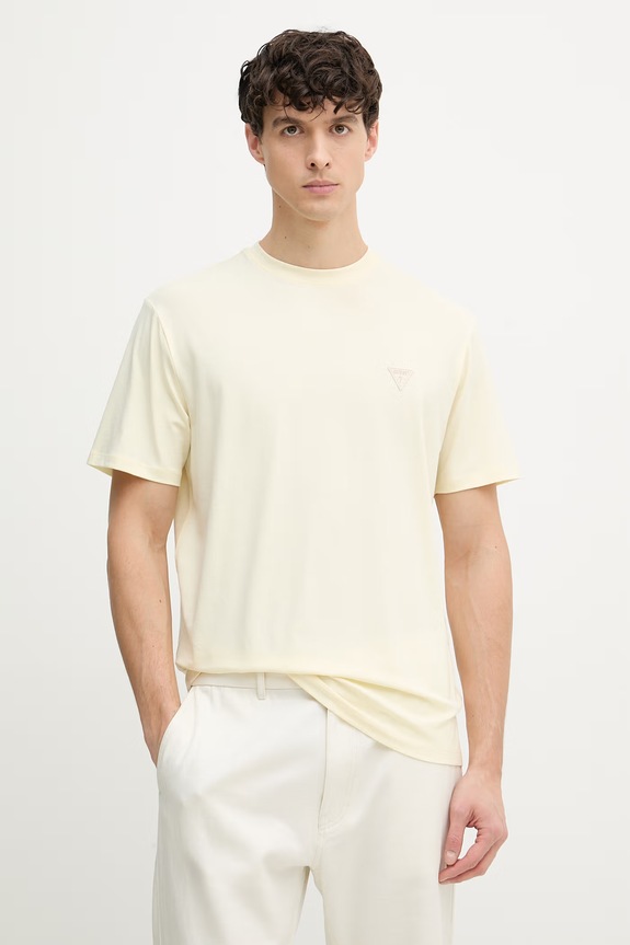 Guess tricou pentru bărbați, cu bumbac galben M6GI21.K3053