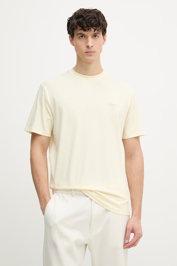 Guess tricou pentru bărbați, cu bumbac galben M6GI21.K3053