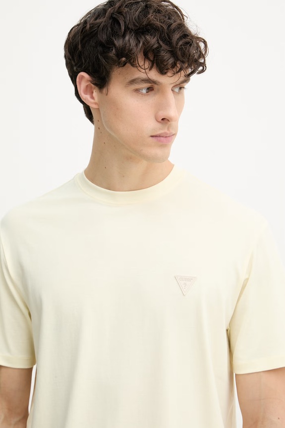 Guess tricou pentru bărbați, cu bumbac galben M6GI21.K3053