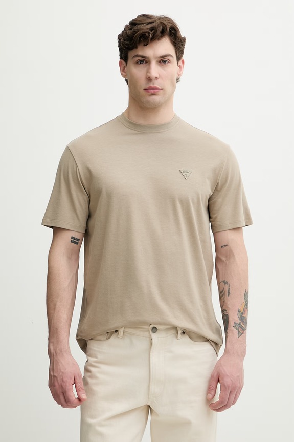 Guess majica za muškarce s pamukom bež M6GI21.K3053