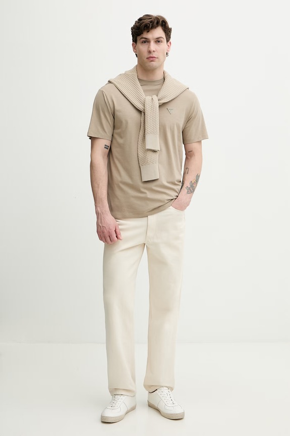 Guess majica za muškarce s pamukom M6GI21.K3053 bež SS26