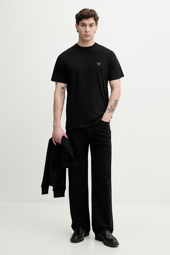 Guess T-shirt męski z bawełną M6GI21.K3053 czarny SS26