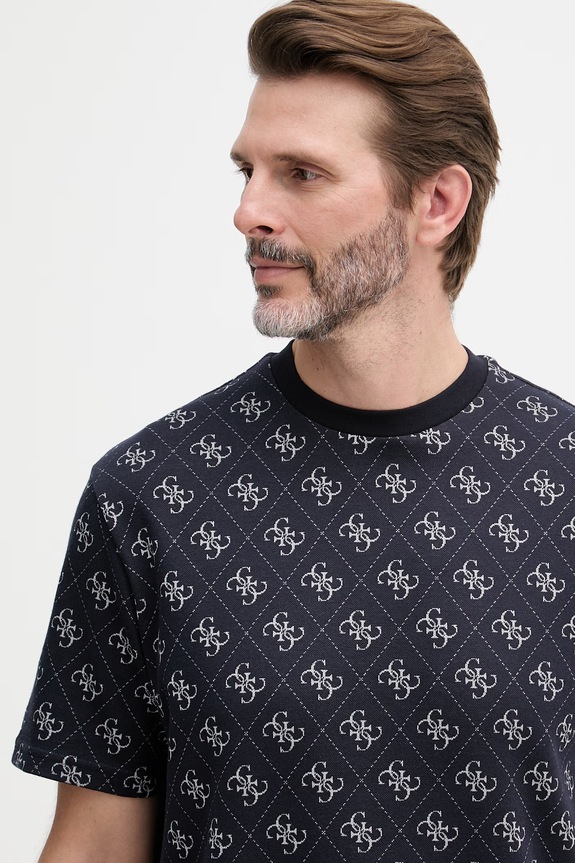 Guess t-shirt męski z bawełną granatowy M6GP34.K3200