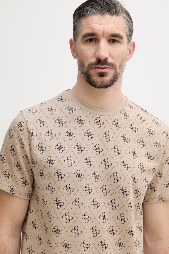 Guess T-shirt Ανδρικό Βαμβακερό μπεζ M6GP34.K3200