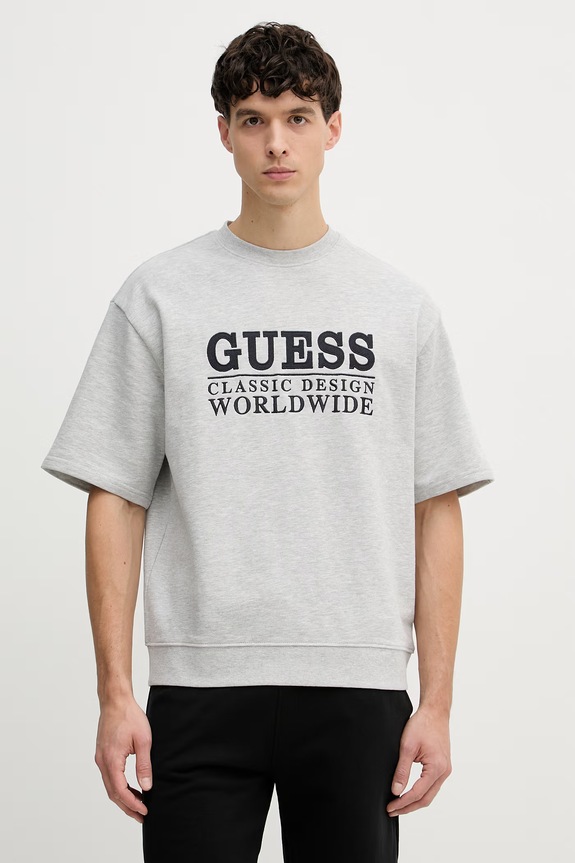 Guess tričko pánske s bavlnou sivá M6GQ25.K3487