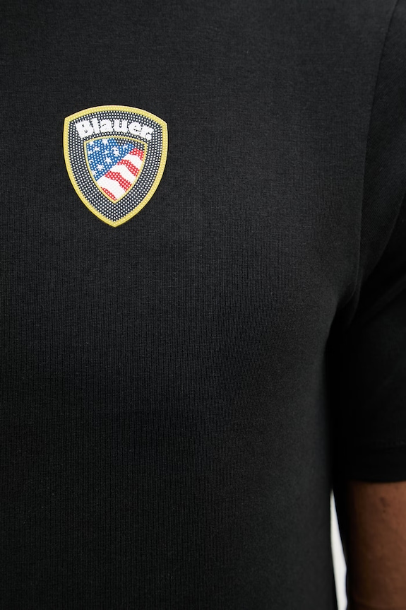 Blauer t-shirt bawełniany FAXON BLUH02284 czarny