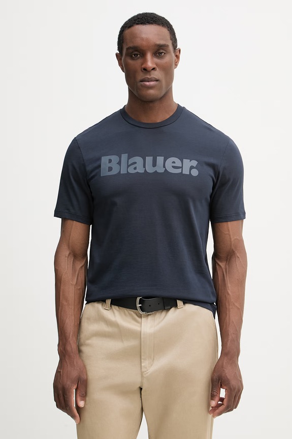 Хлопковая футболка Blauer BOURN хлопок тёмно-синий BLUH02287