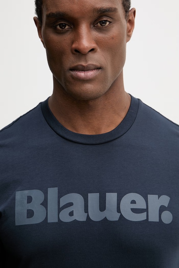 Одежда Хлопковая футболка Blauer BOURN BLUH02287 тёмно-синий