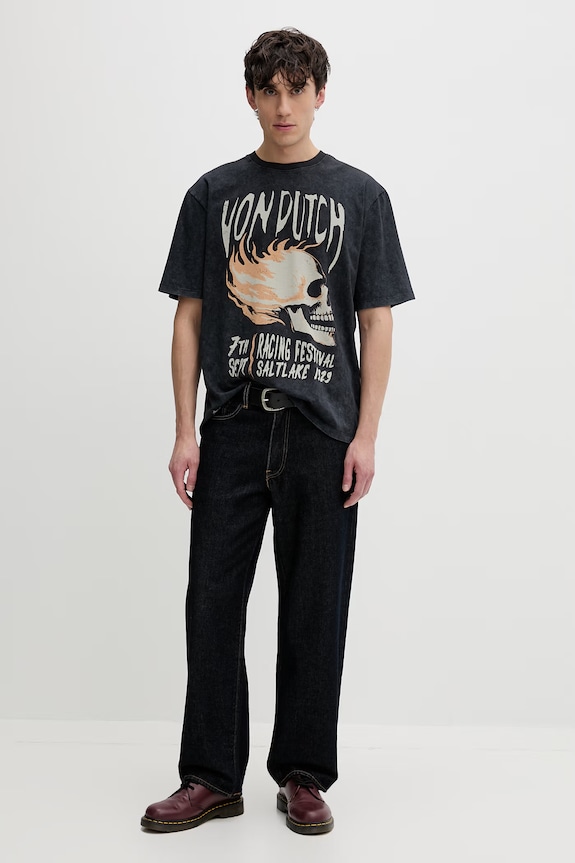 Von Dutch t-shirt męski wełniany VD.1.H.TR.POST szary SS26