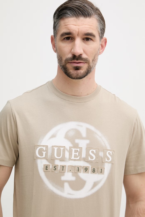 Guess t-shirt da uomo in cotone beige M6GI09.K2989