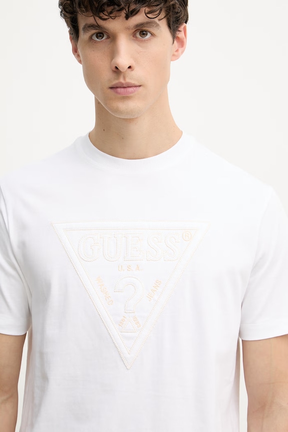 Guess tričko pánske bavlnené biela M6GI15.K3008