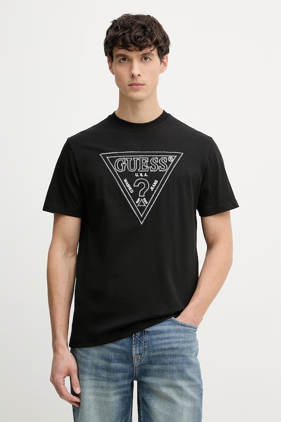 Guess tričko pánske bavlnené čierna M6GI15.K3008