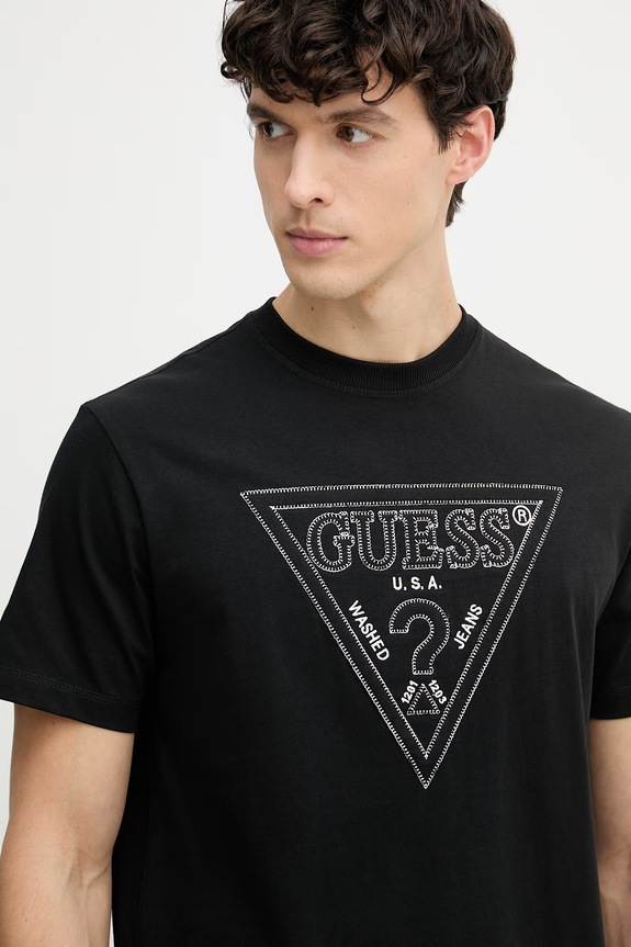 Guess tričko pánske bavlnené čierna M6GI15.K3008