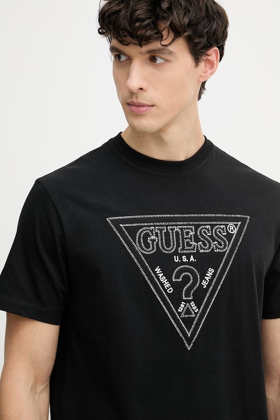 Guess tričko pánske bavlnené čierna M6GI15.K3008