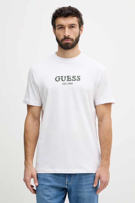 Guess basic tričko pánske bavlnené biela M6GI16.K3032