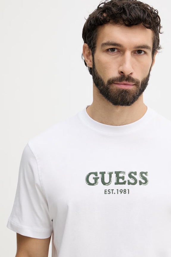 Guess basic tričko pánske bavlnené biela M6GI16.K3032