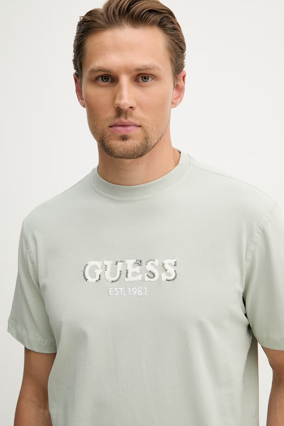 Guess t-shirt basic męski bawełniany zielony M6GI16.K3032