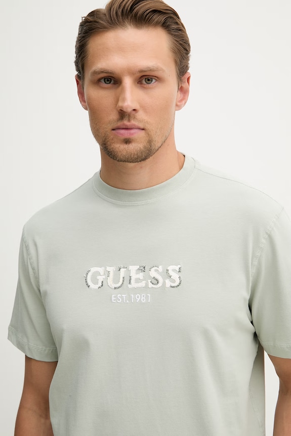 Guess t-shirt basic męski bawełniany zielony M6GI16.K3032
