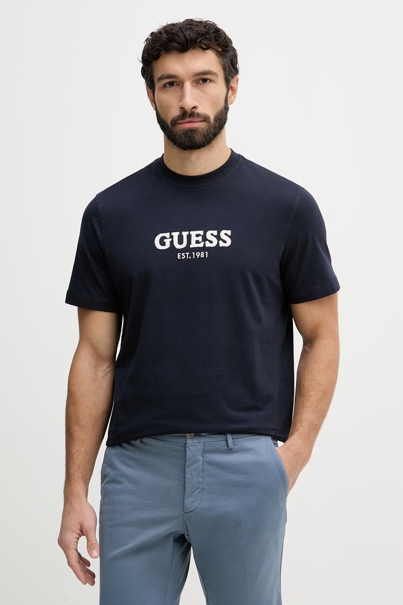 Guess basic tričko pánske bavlnené tmavomodrá M6GI16.K3032