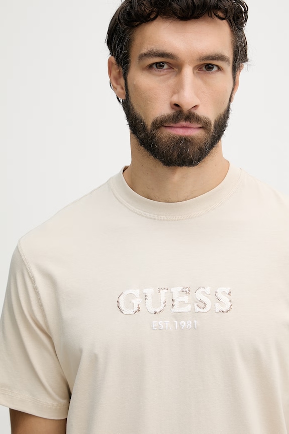 Guess tricou basic bărbătesc din bumbac bej M6GI16.K3032