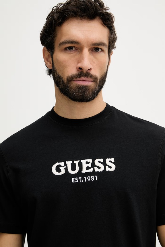 Guess basic tričko pánske bavlnené čierna M6GI16.K3032