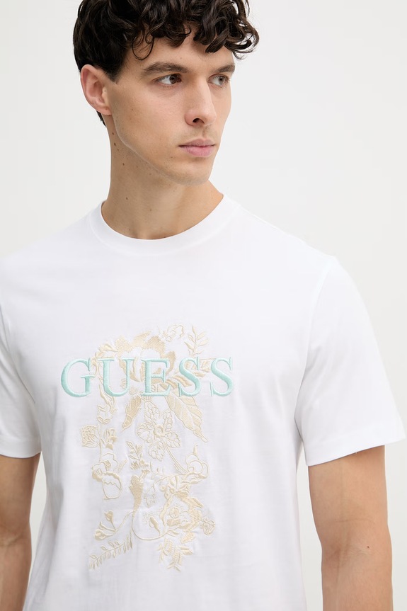 Guess tricou bărbați, din bumbac alb M6GI17.K3038