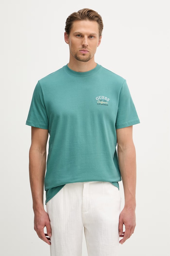 Ruházat Guess T-shirt férfi pamut M6GI19.K3051 türkiz