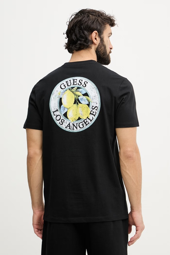 Guess T-shirt Ανδρικό βαμβακερό μαύρο M6GI19.K3051