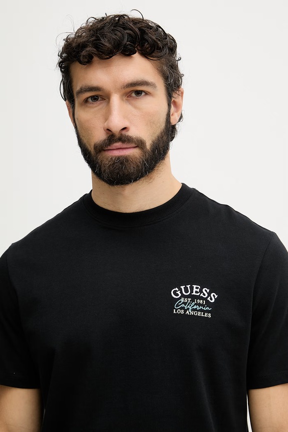 Guess T-shirt Ανδρικό βαμβακερό μαύρο M6GI19.K3051