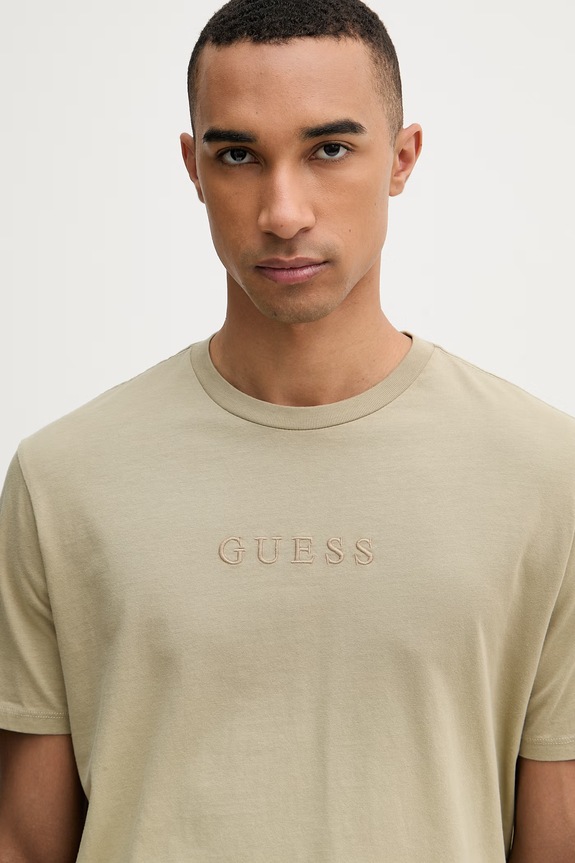 Guess T-shirt męski bawełniany PIMA zielony M6GI29.K3258