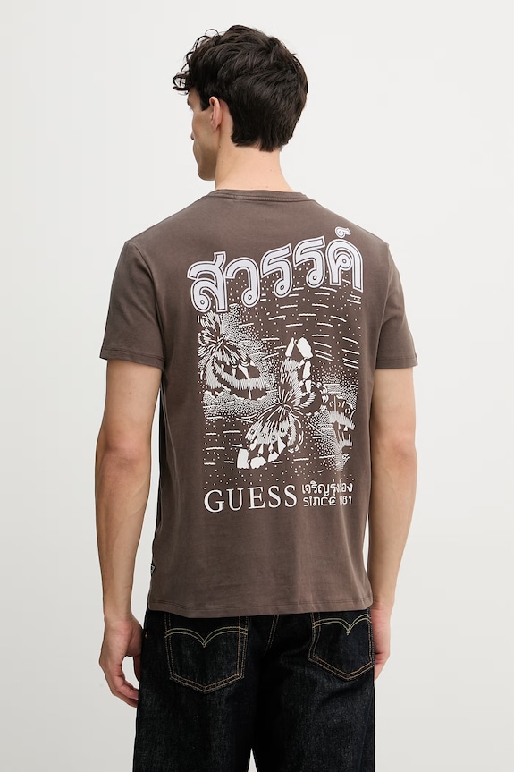 Guess tricou bărbătesc din bumbac maro M6GI35.K3316