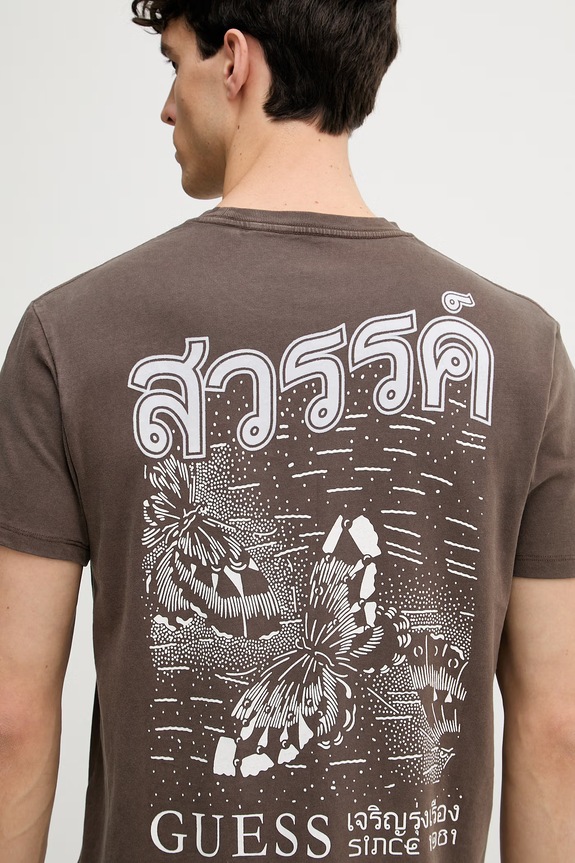 Guess tricou bărbătesc din bumbac maro M6GI35.K3316