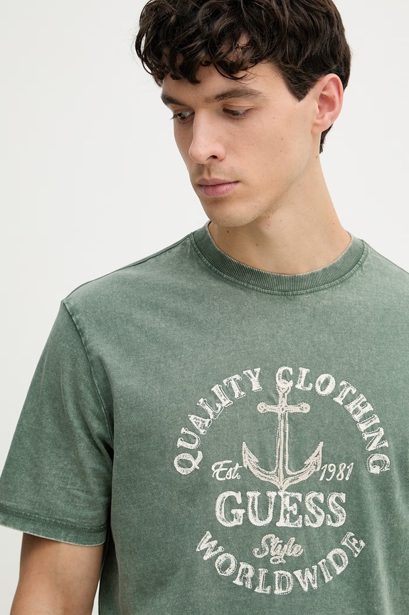 Guess tričko pánske bavlnené zelená M6GI43.K3471