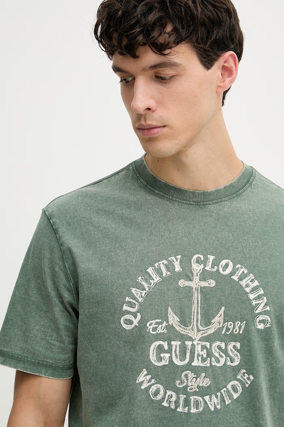 Guess tričko pánske bavlnené zelená M6GI43.K3471