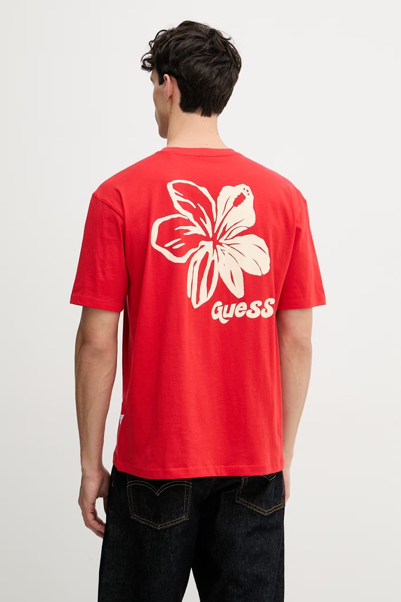 Guess tricou bărbătesc din bumbac rosu F6GI05.K8HM4