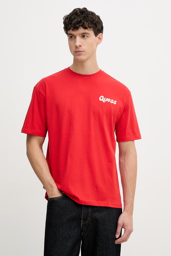 Îmbrăcăminte Guess tricou bărbătesc din bumbac F6GI05.K8HM4 rosu