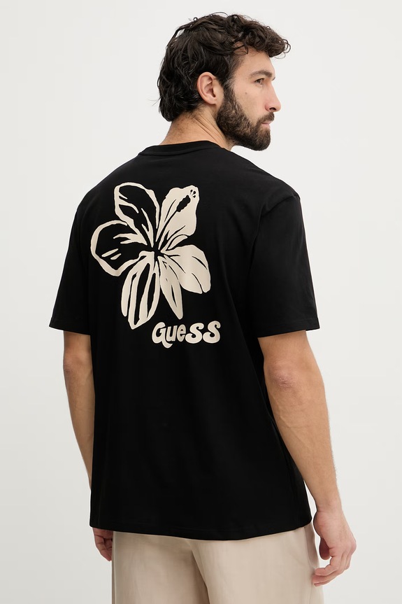 Guess t-shirt męski bawełniany czarny F6GI05.K8HM4