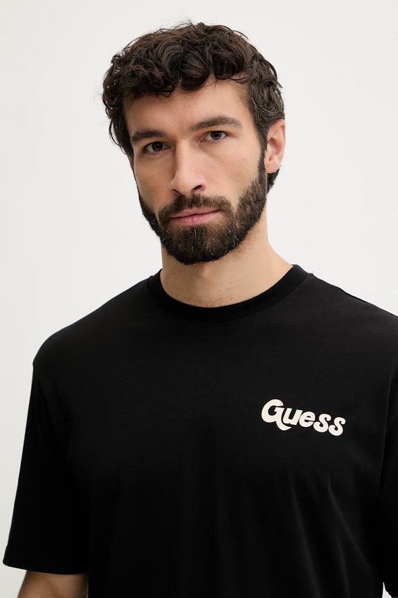Guess t-shirt męski bawełniany czarny F6GI05.K8HM4