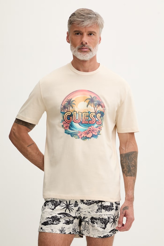 Guess tricou pentru bărbați, din bumbac bej F6GI08.K8FQ4
