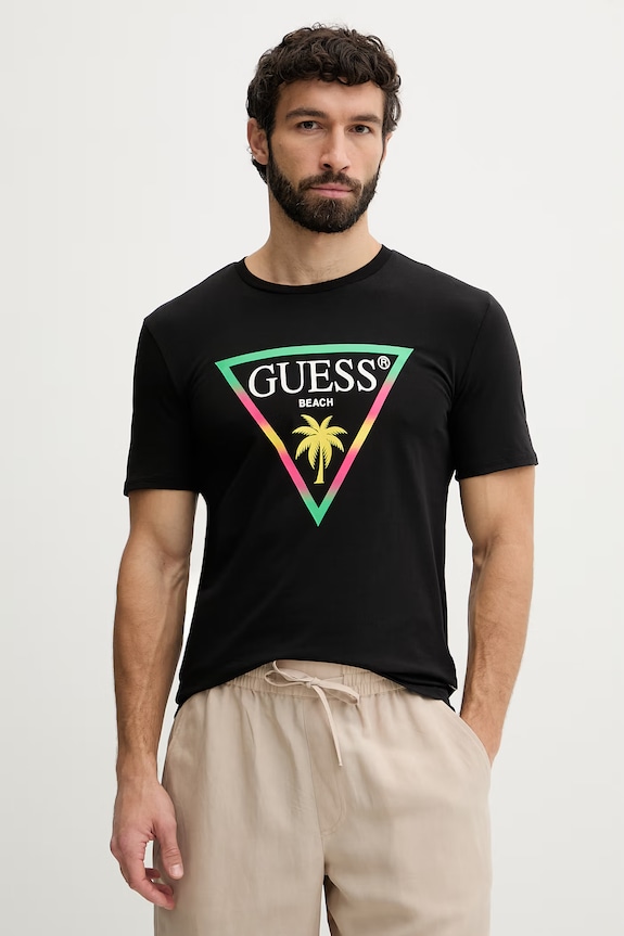 Guess tričko pánske čierna F6GI09.J1314