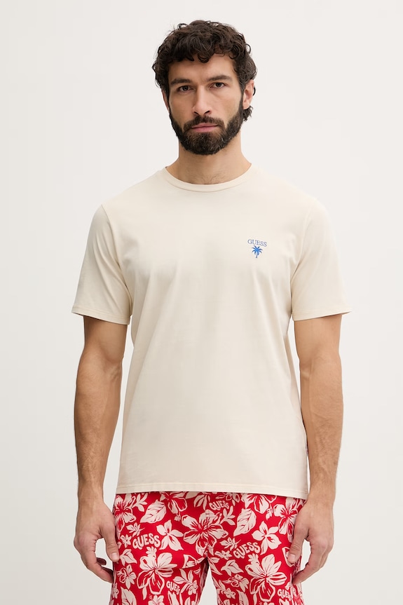Guess tričko pánske bavlnené F6GI10.KA260 béžová SS26