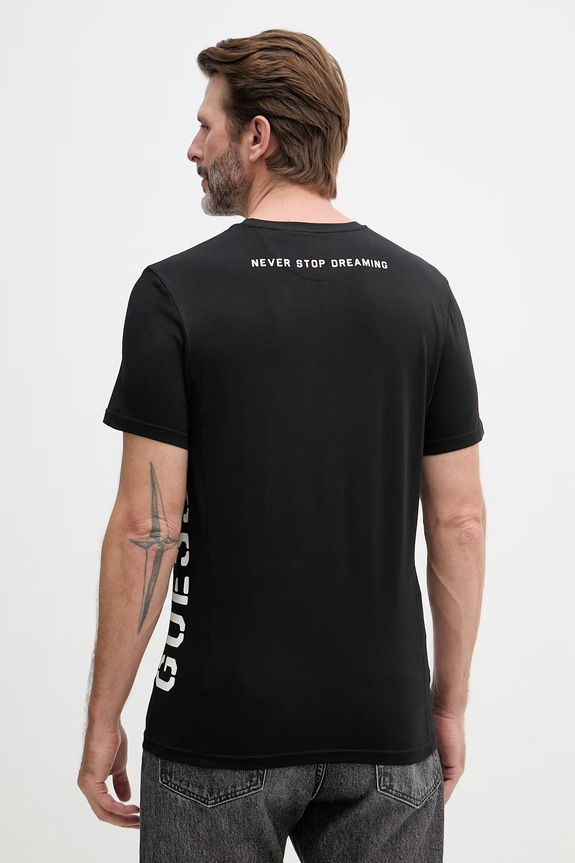 Guess t-shirt męski bawełniany z elastanem LIAM czarny U6GM00.K6YW1