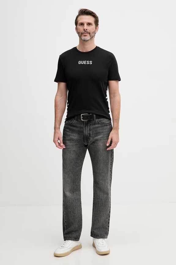 Guess t-shirt męski bawełniany z elastanem LIAM U6GM00.K6YW1 czarny SS26