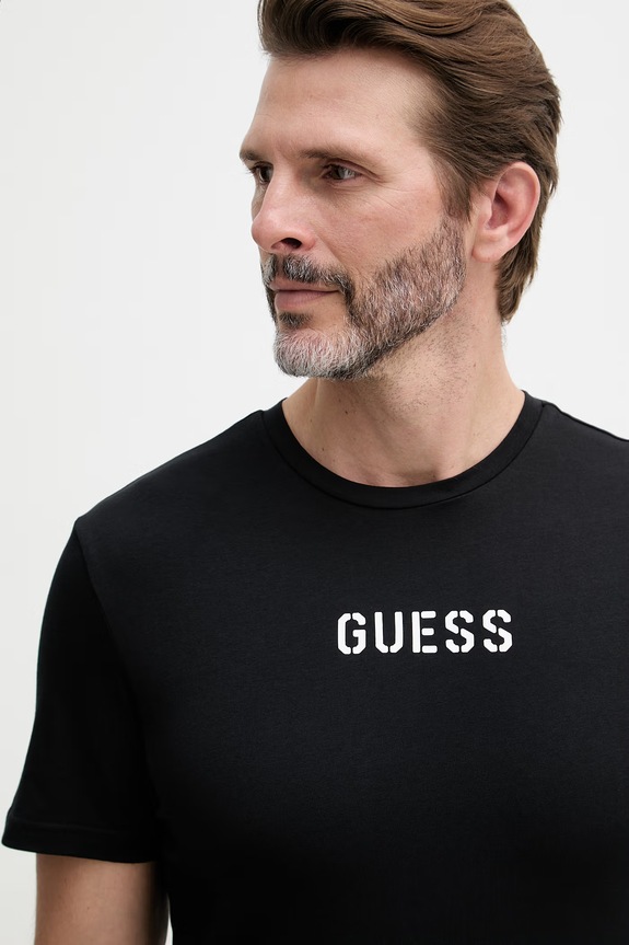 Guess t-shirt męski bawełniany z elastanem LIAM czarny U6GM00.K6YW1