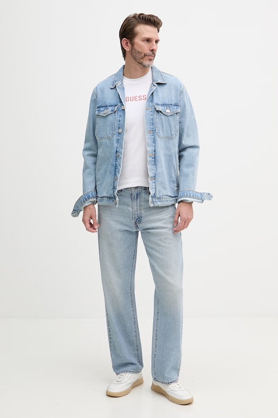 Guess t-shirt męski bawełniany z elastanem EVAN U6GM01.K6YW1 biały SS26